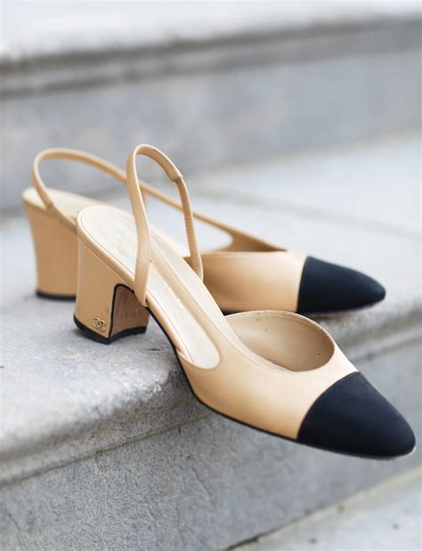 chanel 2 tone slingback copy cats|chanel pumps beige and black.